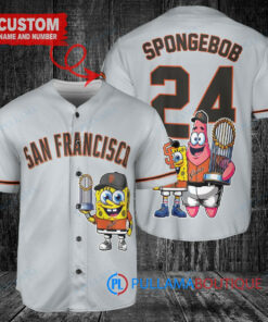 San Francisco Giants x SpongeBob SquarePants with Trophy Custom Baseball Jersey Gray