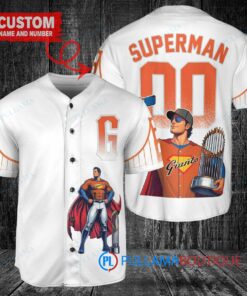 San Francisco Giants x Superman DC Comics with Trophy Custom Baseball Jersey White City Connect