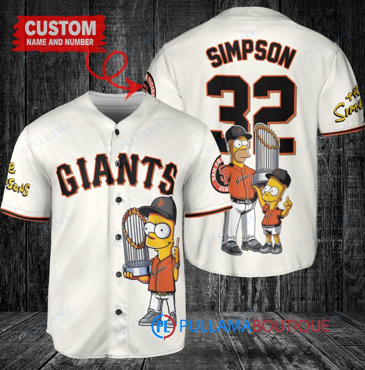 San Diego Padres x The Simpsons Bart Simpson, Homer Simpson, Lisa Simpson with Trophy Custom Baseball Jersey White