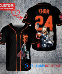 San Francisco Giants x Thor Marvel with Trophy Custom Baseball Jersey Black