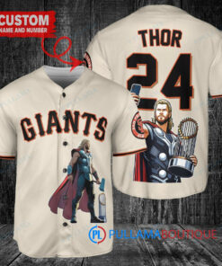 San Francisco Giants x Thor Marvel with Trophy Custom Baseball Jersey Cream