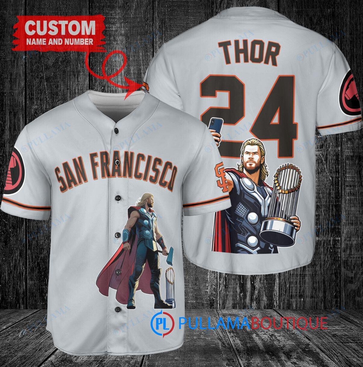 New York Mets x Thor Marvel with Trophy Custom Baseball Jersey White