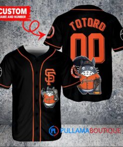 San Francisco Giants x Totoro Studio Ghibli with Trophy Custom Baseball Jersey Black