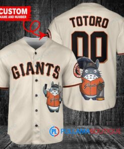 San Francisco Giants x Totoro Studio Ghibli with Trophy Custom Baseball Jersey Cream