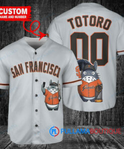 San Francisco Giants x Totoro Studio Ghibli with Trophy Custom Baseball Jersey Gray