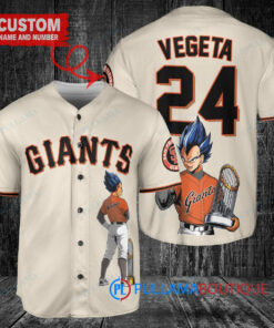 San Francisco Giants x Vegeta Super Saiyan Dragon Ball Z with Trophy Custom Baseball Jersey Cream