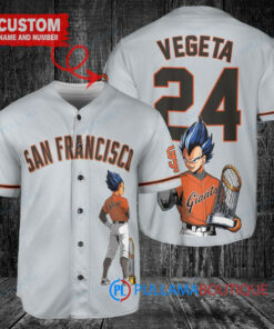 San Francisco Giants x Vegeta Super Saiyan Dragon Ball Z with Trophy Custom Baseball Jersey Gray