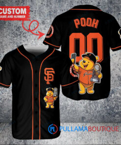 San Francisco Giants x Winnie the Pooh with Trophy Custom Baseball Jersey Black