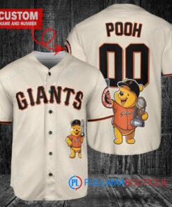 San Francisco Giants x Winnie the Pooh with Trophy Custom Baseball Jersey Cream