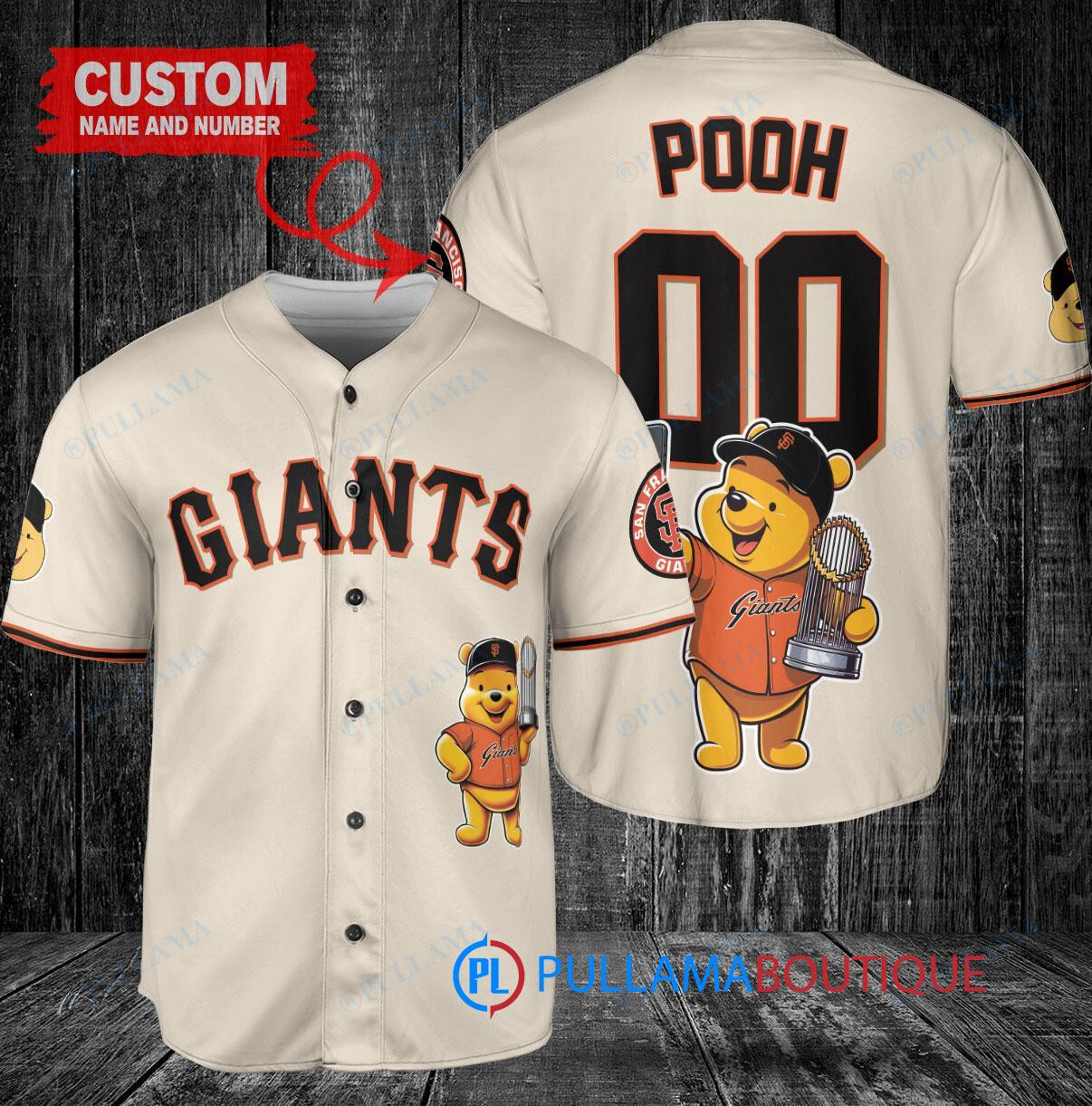 San Diego Padres x Winnie the Pooh with Trophy Custom Baseball Jersey Tan