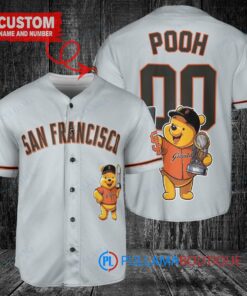 San Francisco Giants x Winnie the Pooh with Trophy Custom Baseball Jersey Gray