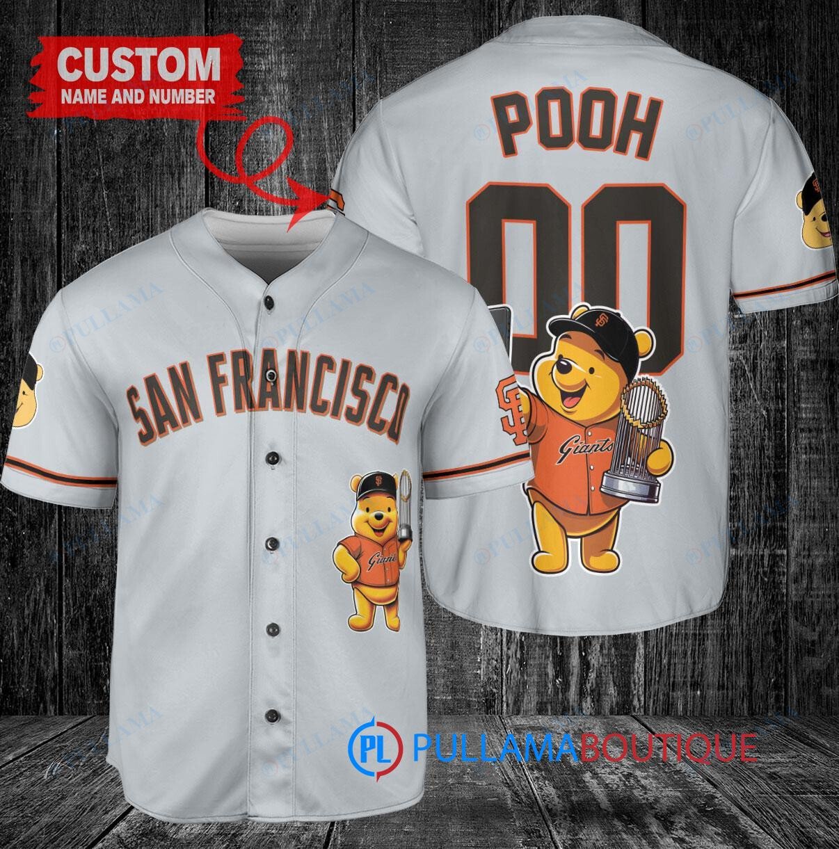 Tampa Bay Rays x Winnie the Pooh with Trophy Custom Baseball Jersey Navy