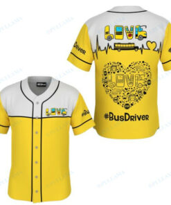 School Bus Driver Heart Love Yellow Baseball Jersey