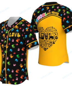 School Bus Driver Retro Colorful Hand Pattern Baseball Jersey