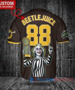 SD Padres Beetlejuice Halloween World Series Trophy Baseball Jersey Brown