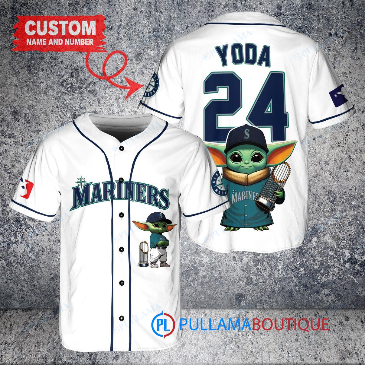 Minnesota Twins x Baby Yoda Star Wars The Mandalorian with Trophy Custom Baseball Jersey Gray Road