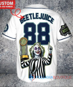 Seattle Mariners Beetlejuice Halloween World Series Trophy Baseball Jersey White