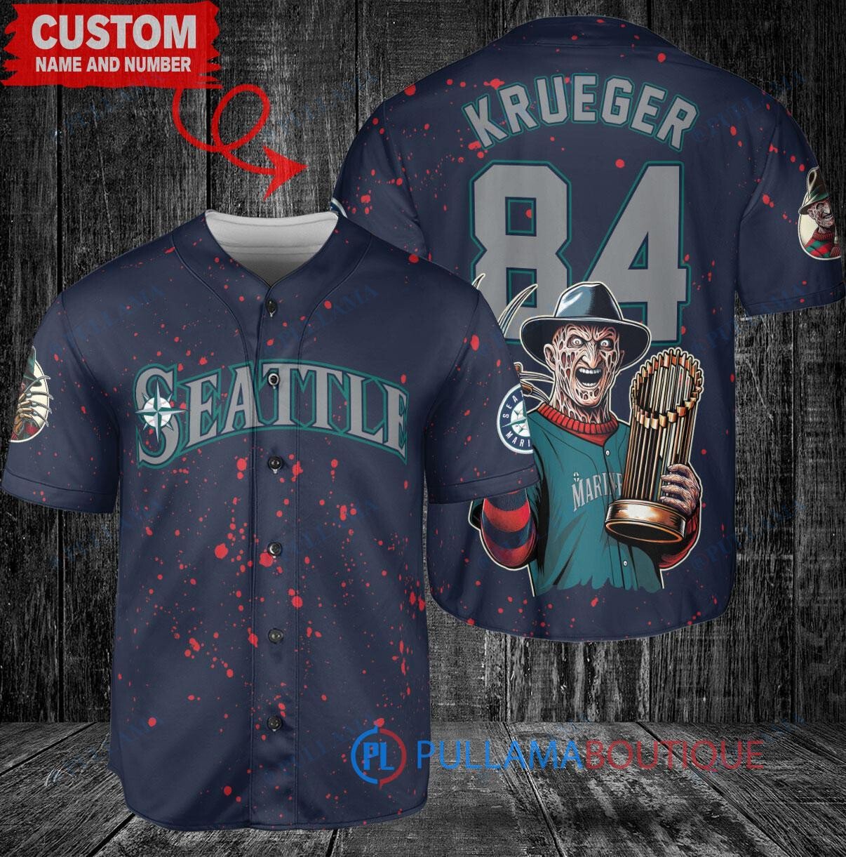 Atlanta Braves Freddy Krueger Halloween World Series Trophy Baseball Jersey