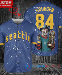 Seattle Mariners Freddy Krueger Halloween World Series Trophy Baseball Jersey