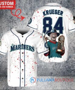 Seattle Mariners Freddy Krueger Halloween World Series Trophy Baseball Jersey White