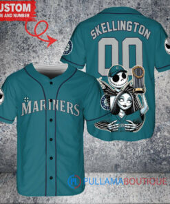 Seattle Mariners Jack Skellington Sally World Series Trophy Baseball Jersey Aqua