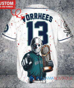 Seattle Mariners Jason Voorhees Halloween World Series Trophy Baseball Jersey V2