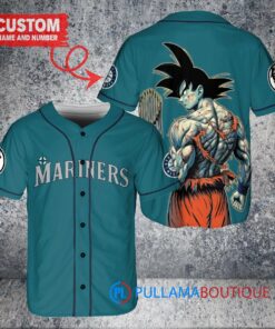 Seattle Mariners Son Goku Super Saiyan Dragon Ball Z Baseball Jersey Aqua