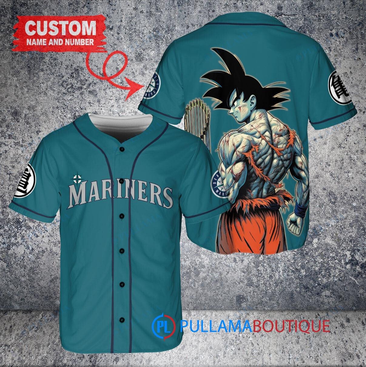 Houston Astros x Son Goku Kakarot Super Saiyan Dragon Ball Z with Trophy Baseball Jersey Gray