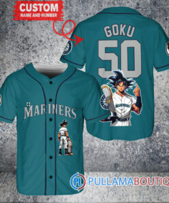 Seattle Mariners Son Goku Super Saiyan Dragon Ball Z Baseball Jersey Aqua V2