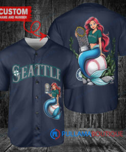 Seattle Mariners x Ariel Mermaid with Trophy Custom Baseball Jersey Royal