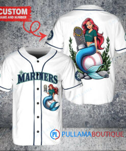 Seattle Mariners x Ariel Mermaid with Trophy Custom Baseball Jersey White