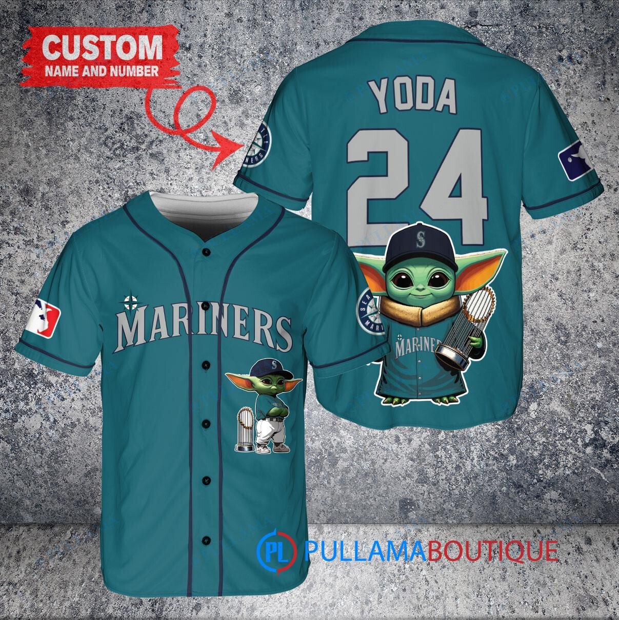 Astros x Baby Yoda Star Wars Mandalorian Trophy Baseball Jersey – Orange