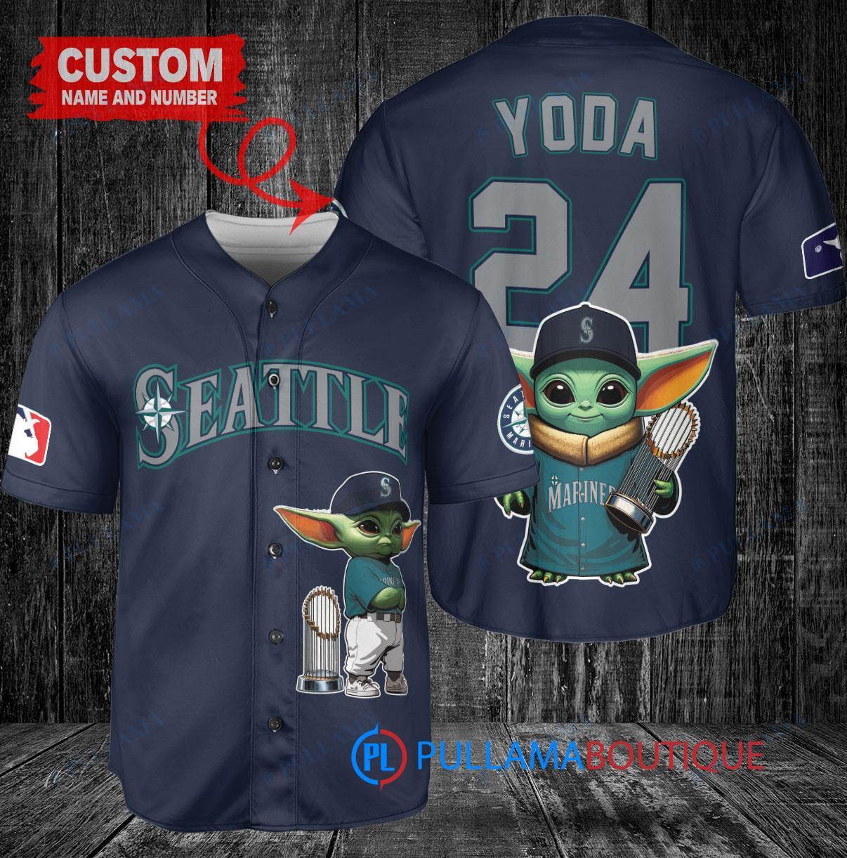 New York Mets x Baby Yoda Star Wars The Mandalorian with Trophy Custom Baseball Jersey White