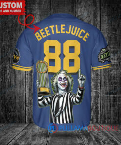 Seattle Mariners x Beetlejuice Halloween with World Series Trophy Custom Baseball Jersey Royal City Connect