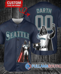 Seattle Mariners x Darth Vader Star Wars with Trophy Baseball Jersey Navy