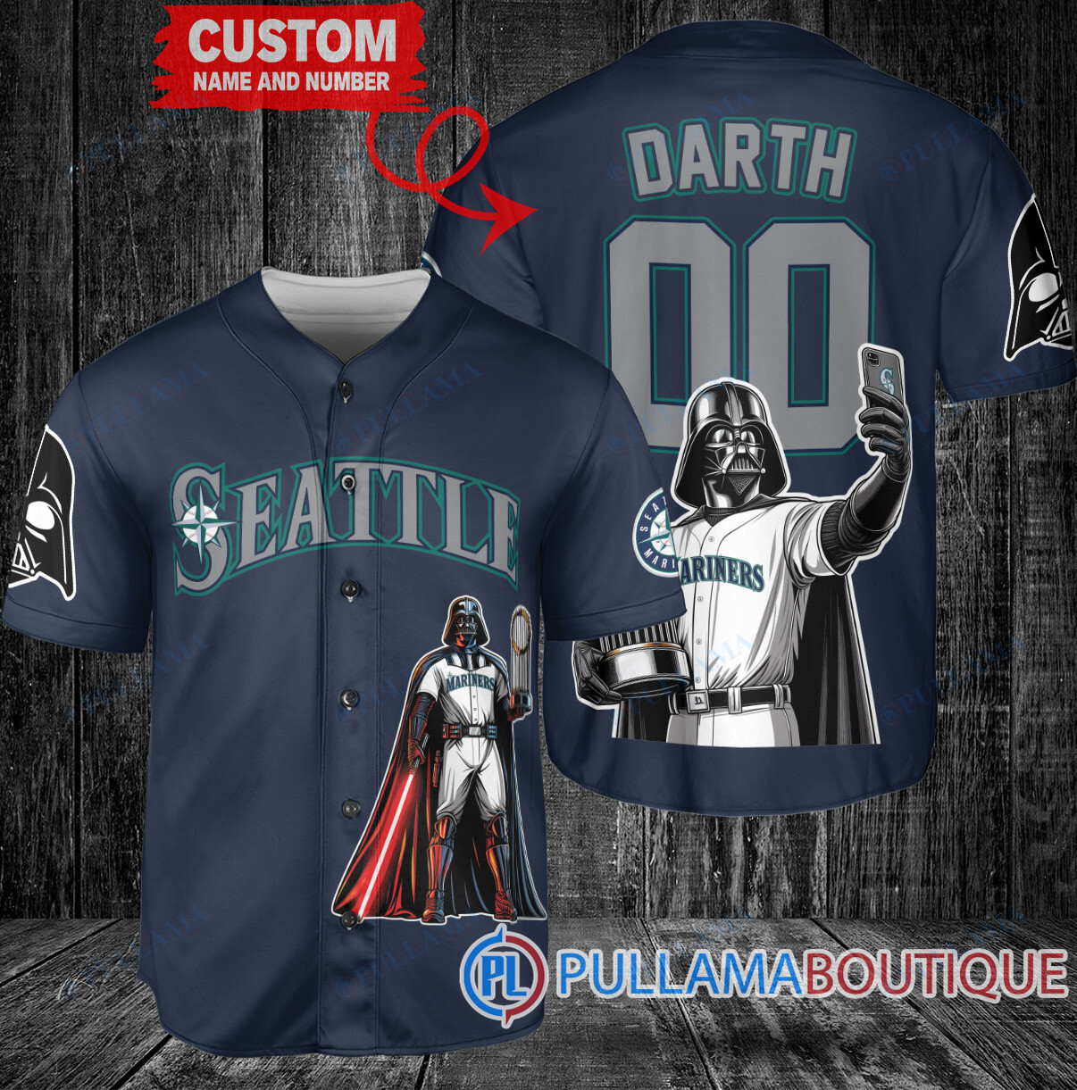 Atlanta Braves x Darth Vader Star Wars with Trophy Baseball Jersey Navy