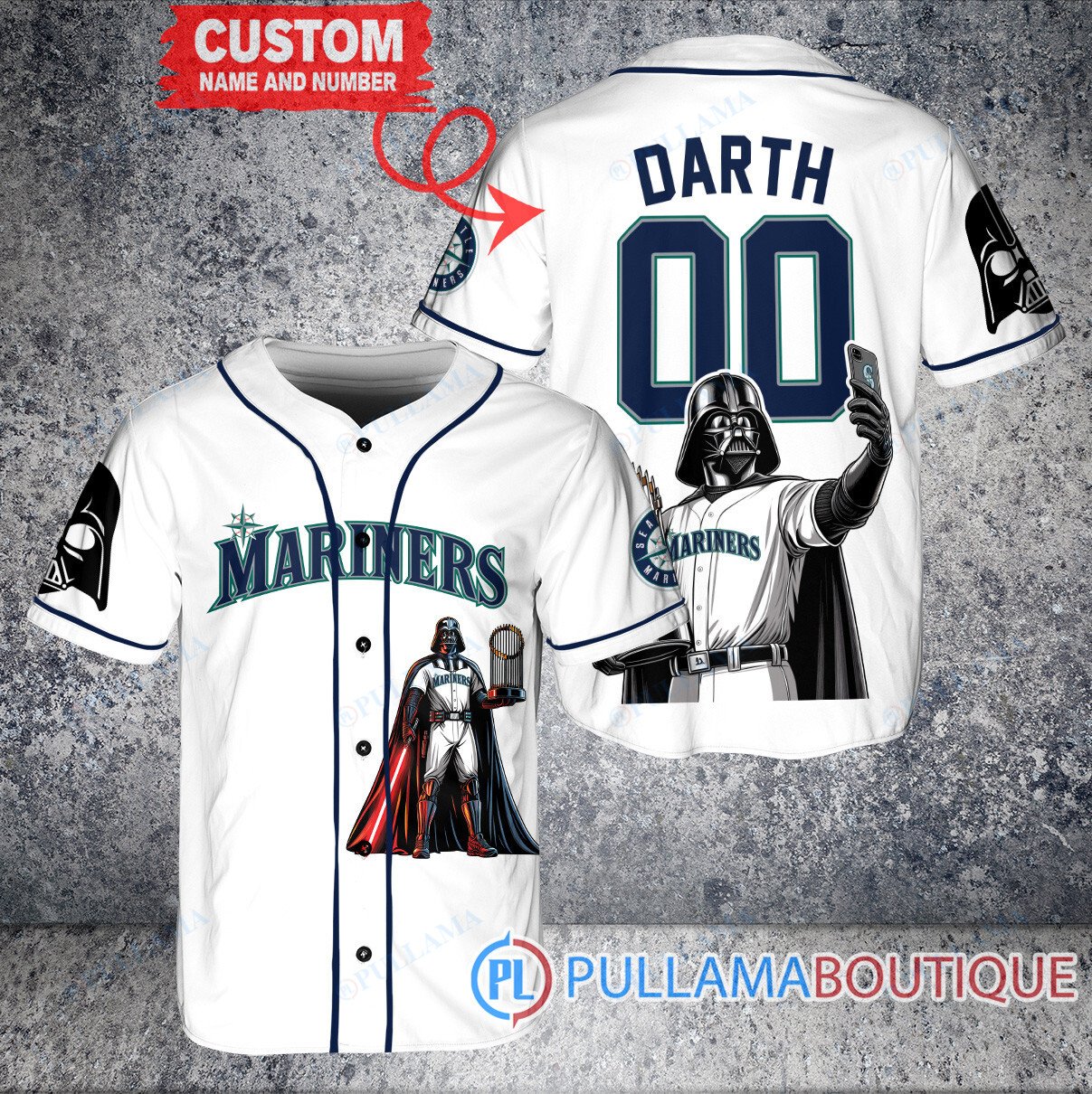 Miami Marlins x Darth Vader Star Wars with Trophy Baseball Jersey Black