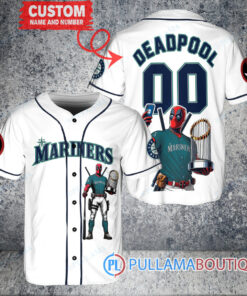 Seattle Mariners x Deadpool with Trophy Baseball Jersey White