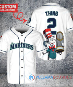 Seattle Mariners x Dr Seuss with World Series Trophy Custom Baseball Jersey White