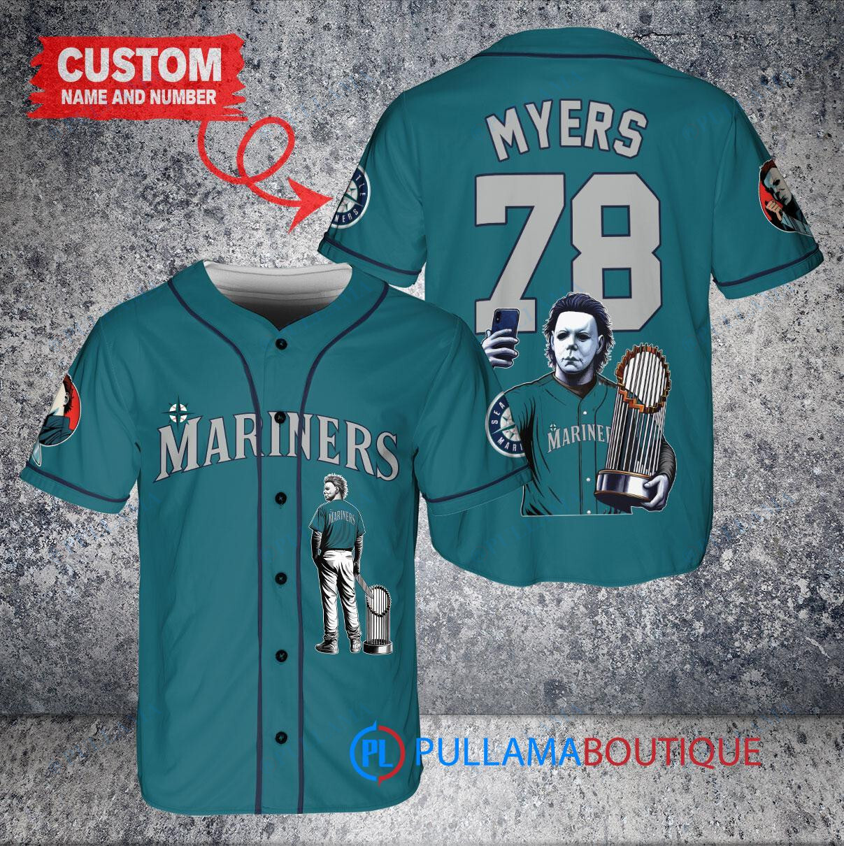 Kansas City Royals x Halloween Michael Myers with Trophy Custom Baseball Jersey Light Blue