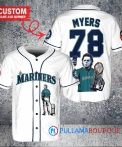 Seattle Mariners x Halloween Michael Myers with Trophy Custom Baseball Jersey White