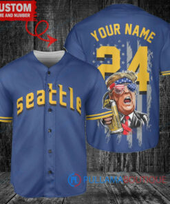 Seattle Mariners x Limited Edition with World Series Trophy Custom Baseball Jersey Royal City Connect