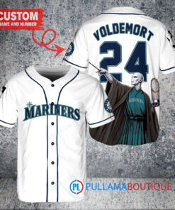 Seattle Mariners x Lord Voldemort Harry Potter with Trophy Custom Baseball Jersey White