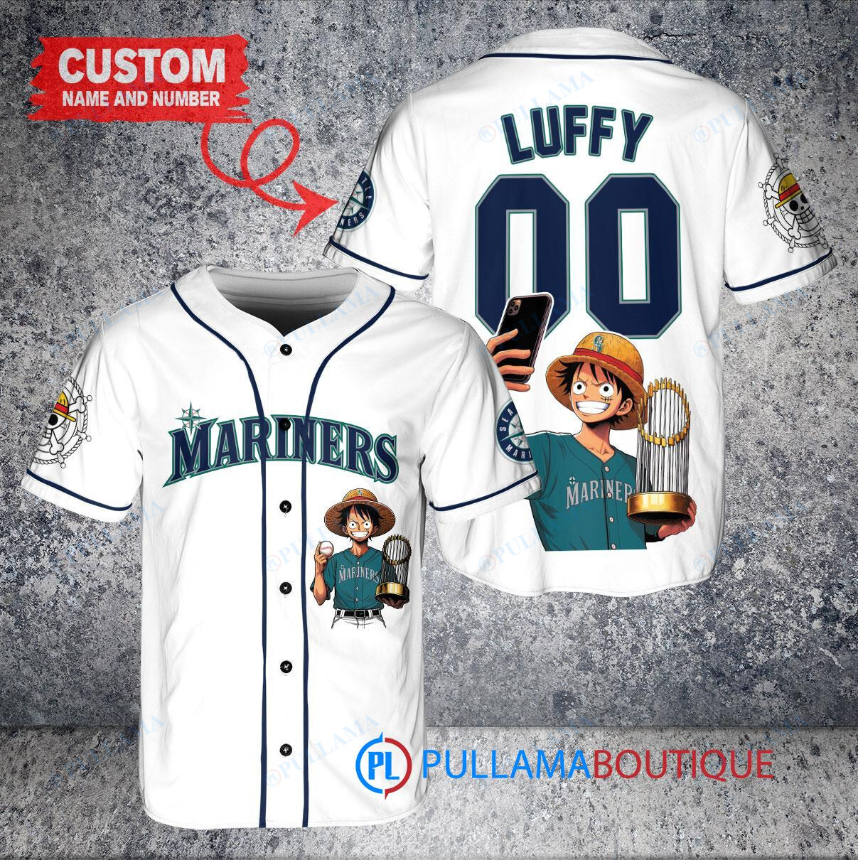 San Francisco Giants x Luffy One Piece with Trophy Custom Baseball Jersey Cream