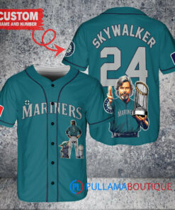 Seattle Mariners x Luke Skywalker Star Wars with Trophy Custom Baseball Jersey Aqua