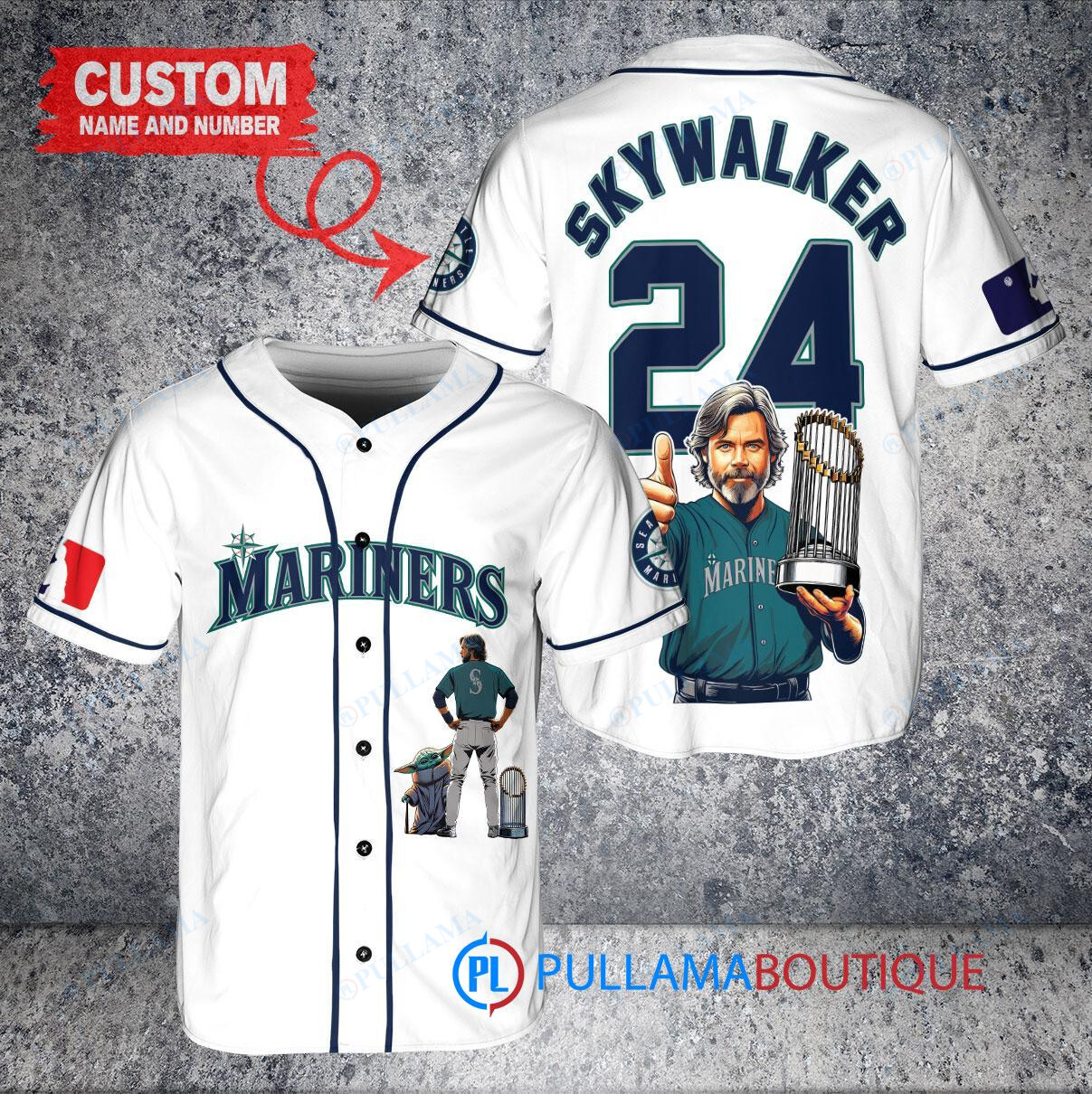 Atlanta Braves x Luke Skywalker Star Wars with Trophy Custom Baseball Jersey White