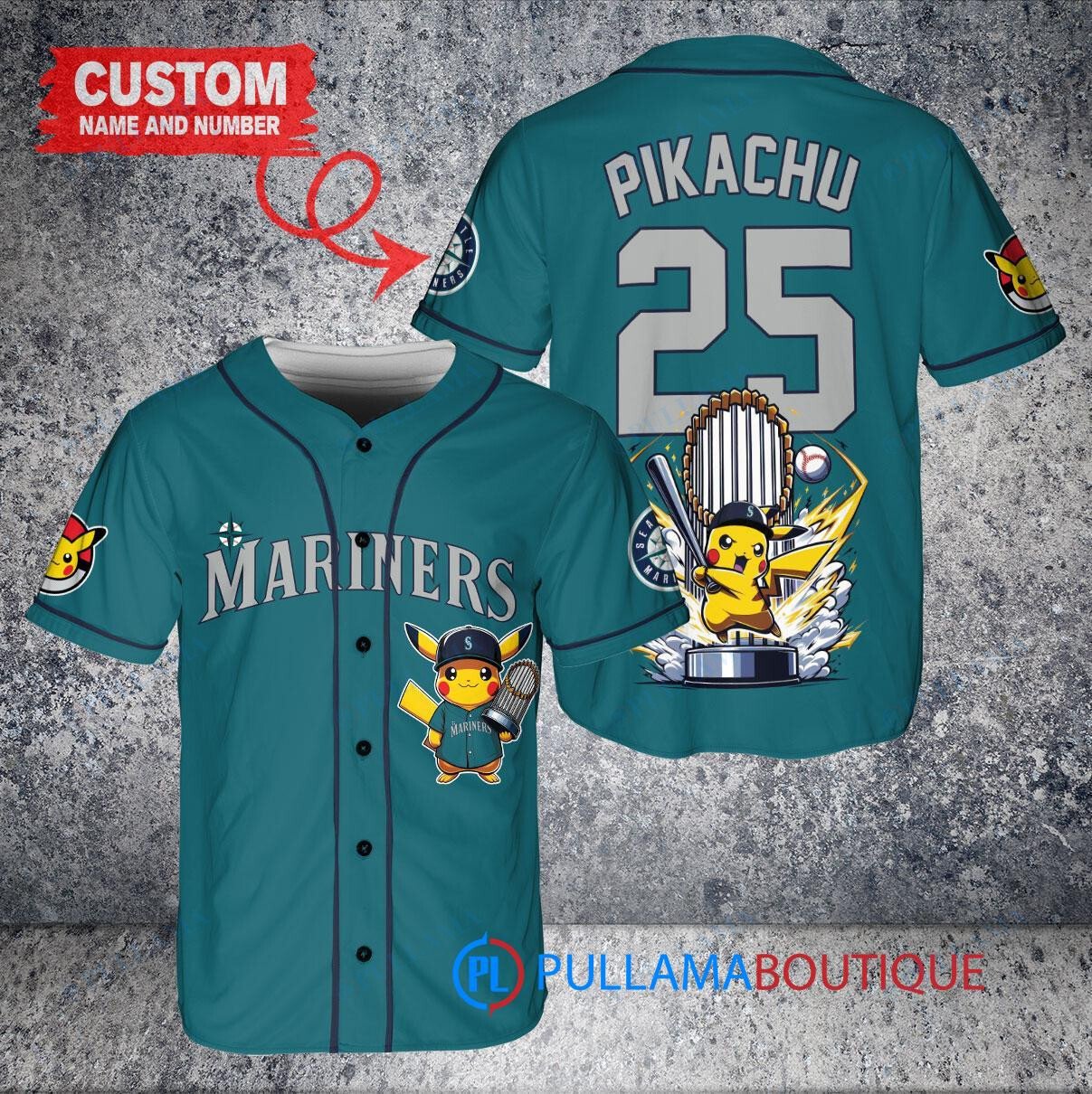 Pittsburgh Pirates x Pikachu Pokemon with Trophy Custom Baseball Jersey Black