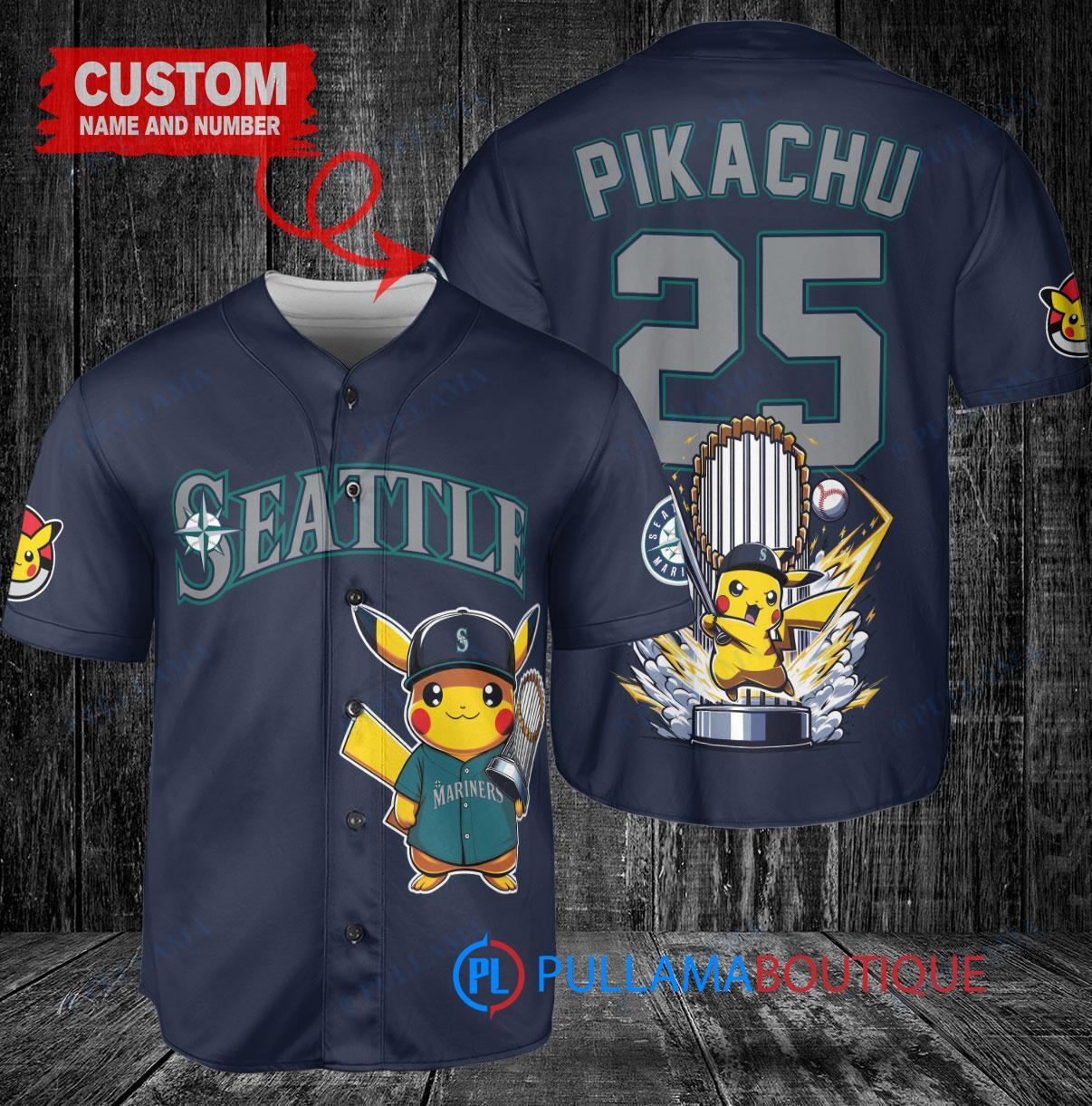 Milwaukee Brewers x Pikachu Pokemon with Trophy Custom Baseball Jersey White