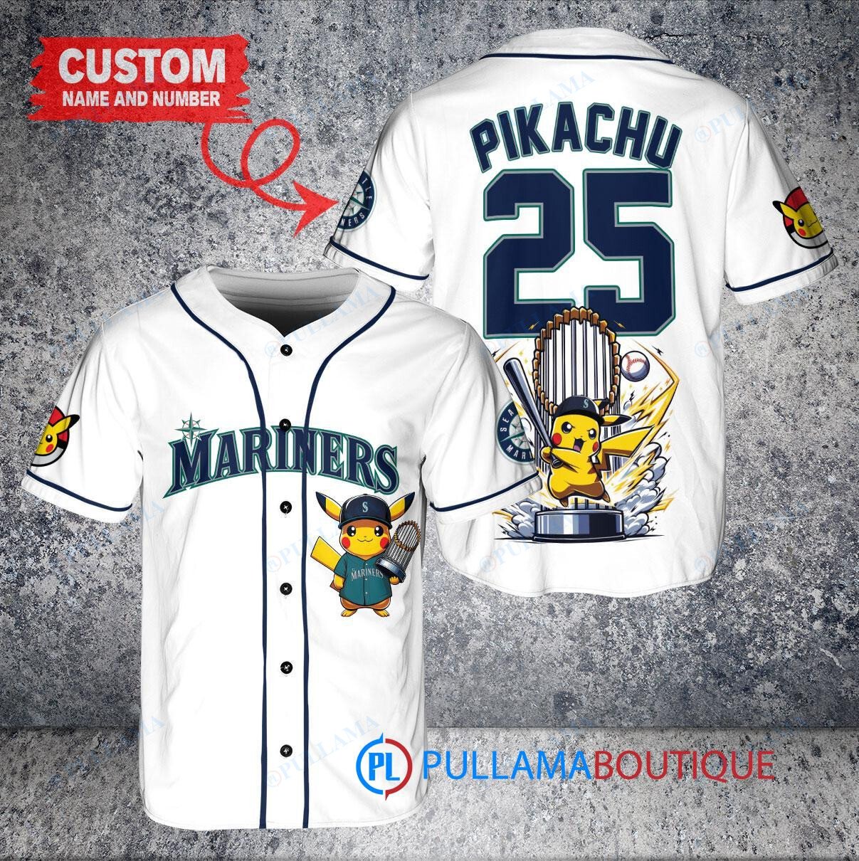 Chicago White Sox x Pikachu Pokemon with Trophy Custom Baseball Jersey White