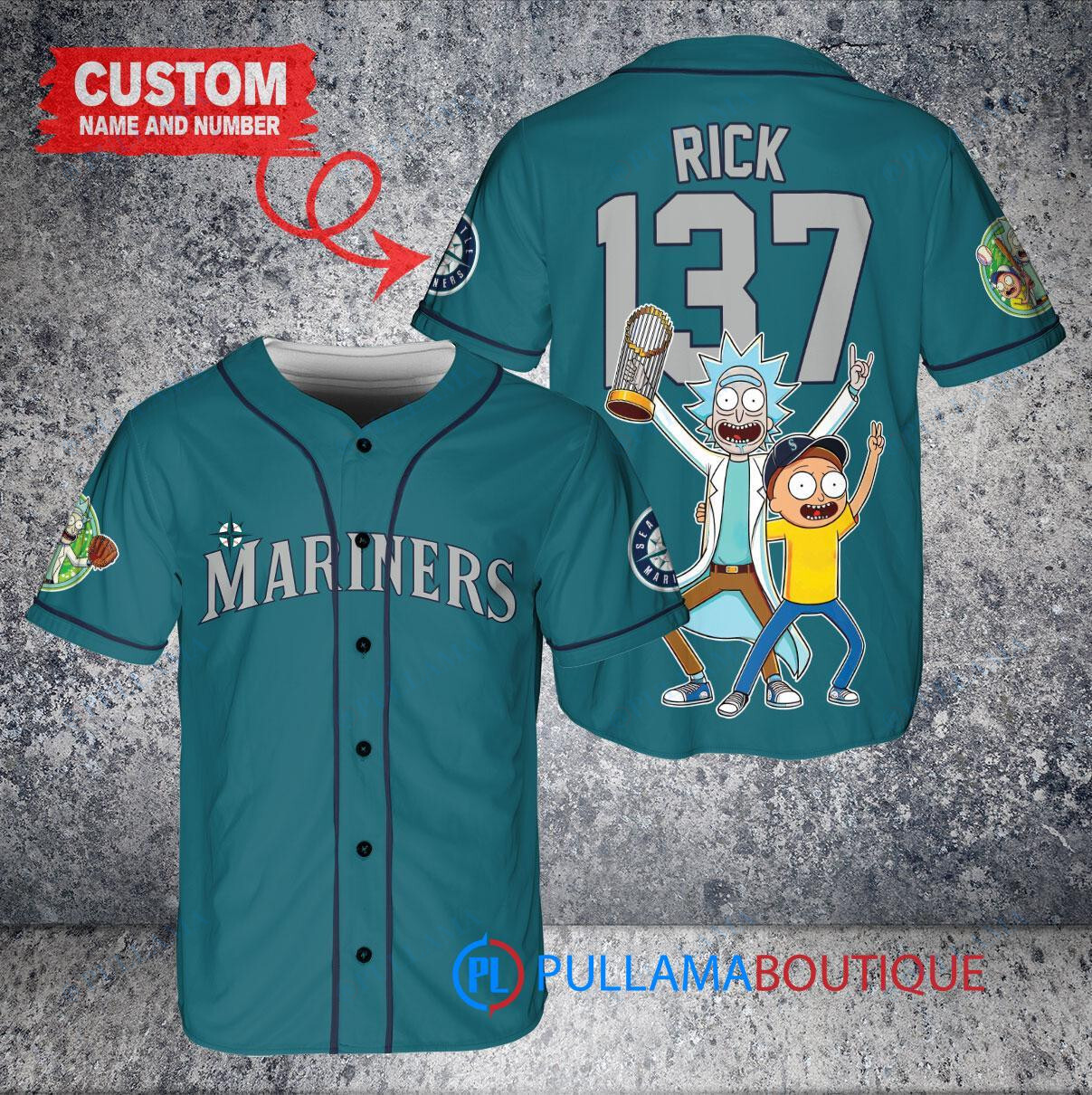 Kansas City Royals x Rick and Morty with Trophy Custom Baseball Jersey Light Blue